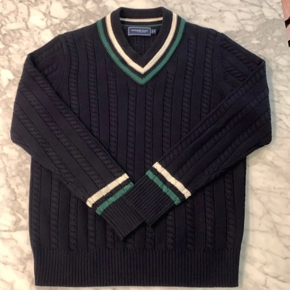 Vineyard Vines Varsity Sweater, Navy/Green/White, size small, like new